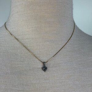 Gold Vermeil RSE 925 Italy Chain 18" Sterling w/ Sterling Marcasite Petite Heart